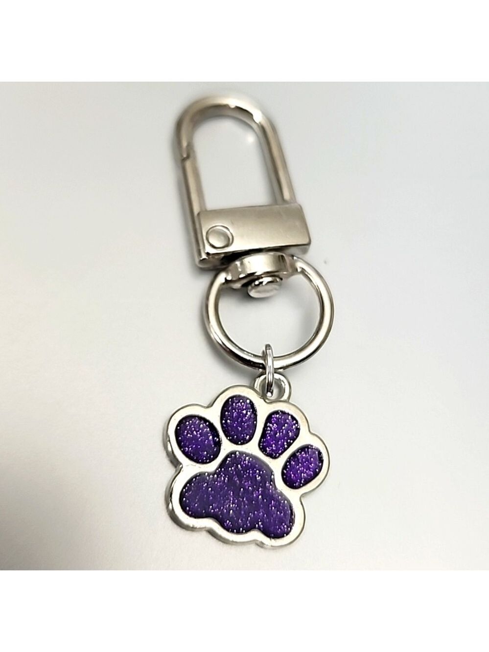 Sparkle Paw Print  ZIPPER Pull purse charm Or Charm bracelet Lobster claw